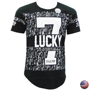 NWT LUCKY 7 HIP HOP EXTENDED CASUAL MEN'S GREEN CREW NECK T-SHIRT SIZE M L